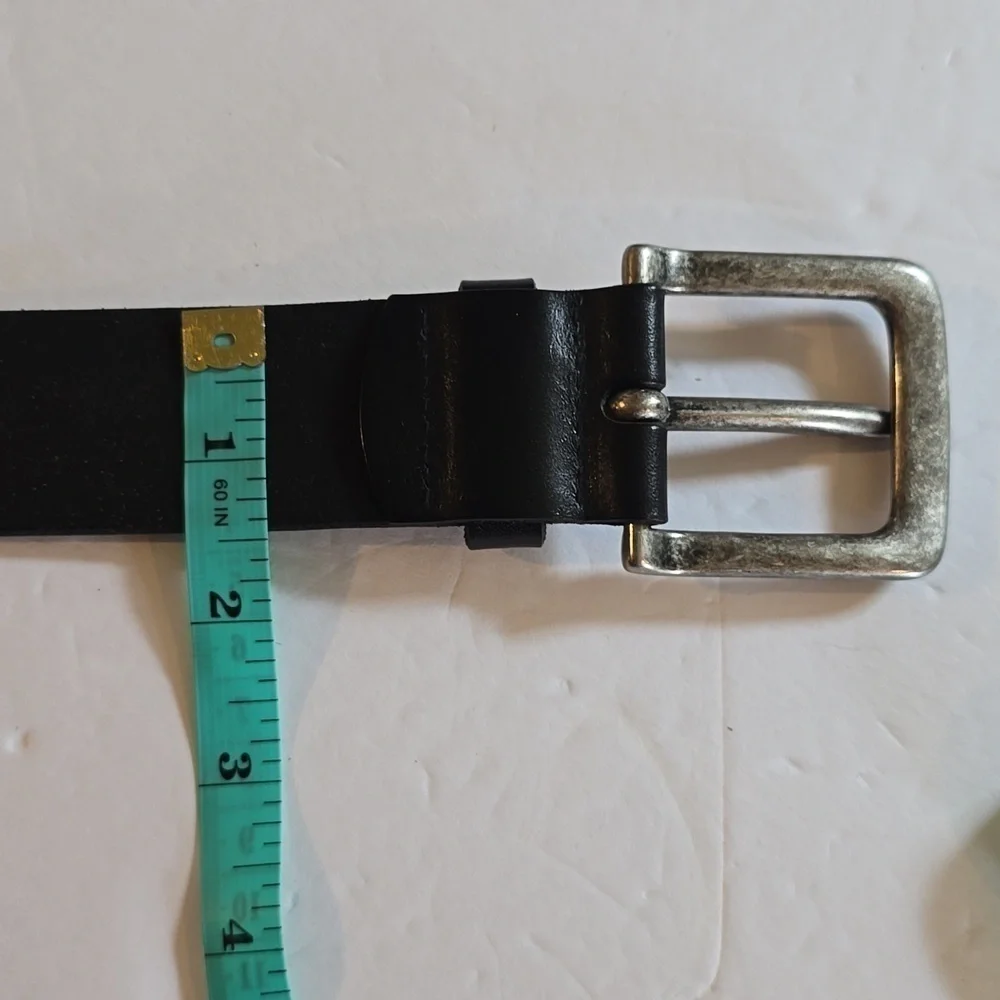Levi's| Mens Black Leather Belt Silver Square Buckle Dress Office Sz.L/XL